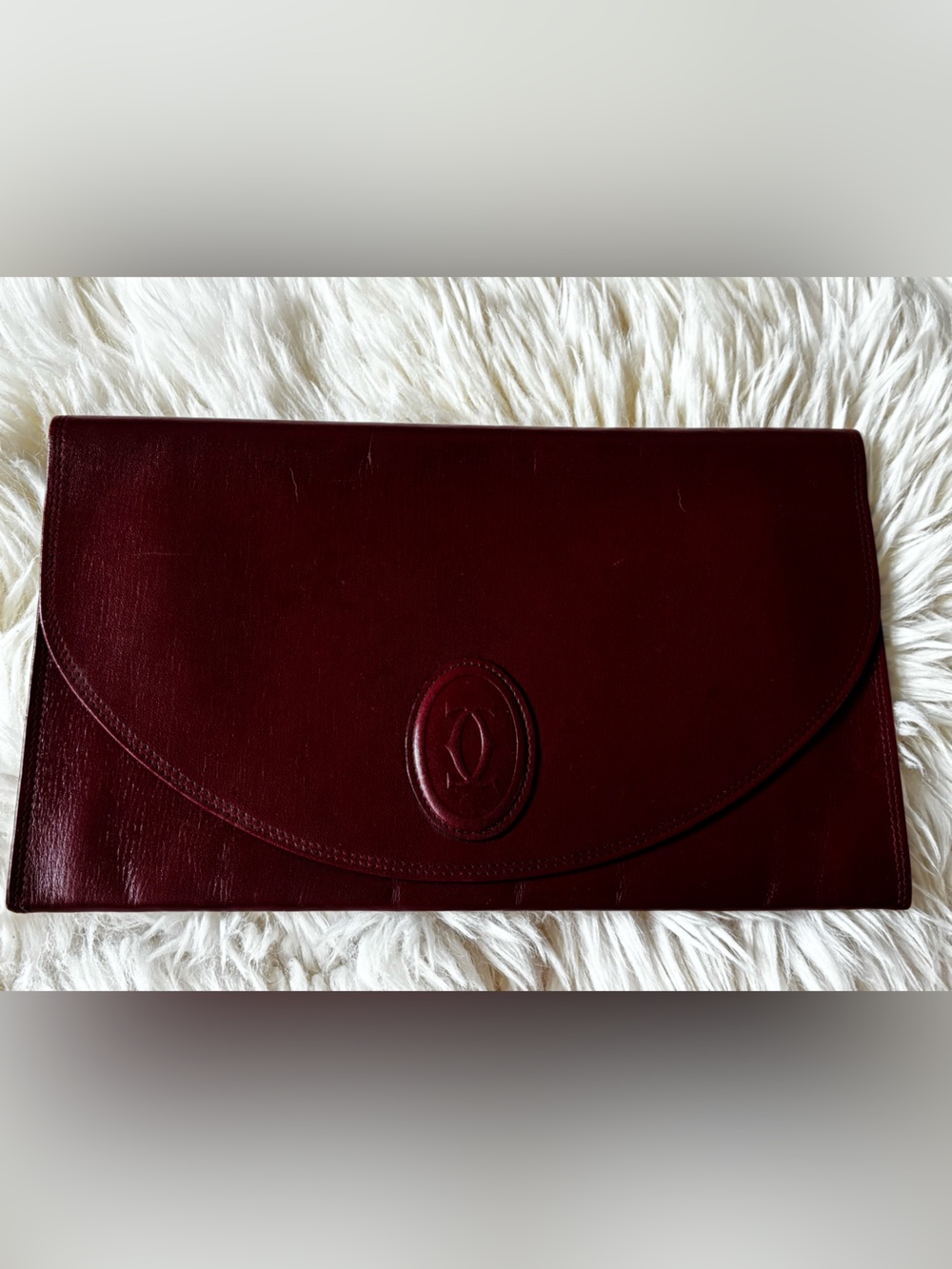 Signature Vintage Red Cartier Envelope Clutch